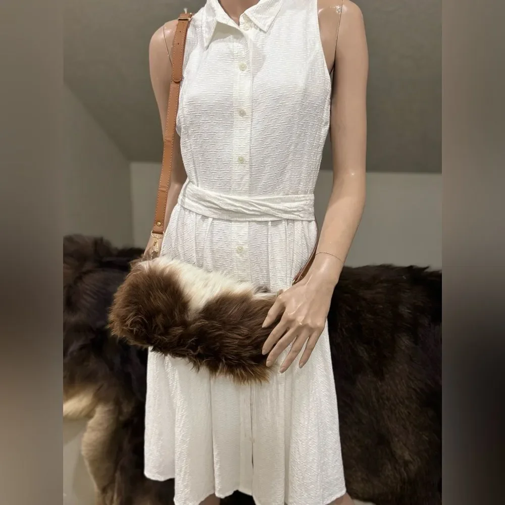 Handmade Real Natural Shearling Leather Barrel Bag/Shoulder Bag/Crossbody